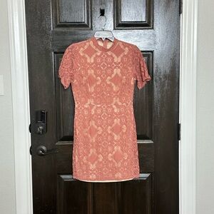 Altar’d State Elegant Pink Lace Dress Medium